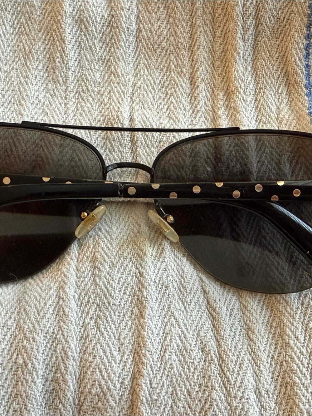 kate spade Black Aviator Sunglasses Black and Gold Polka Dots - Picture 4 of 9